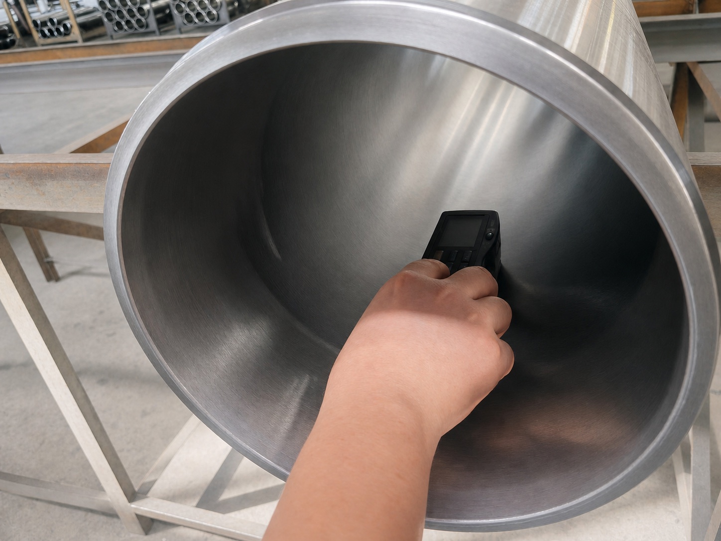 A surface roughness tester used inside a Tianhou delivery cylinder